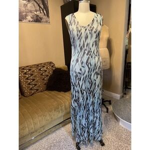 KOMAROV New Women Size L Light Gr Multicolor  Sleeveless Lace Detail Long Dress